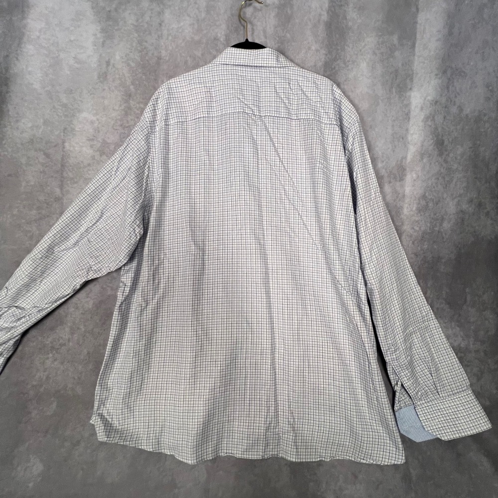 Johnston & Murphy Button Front Shirt Mens XXL Blue Excellent Check Cotton LS - Picture 9 of 9